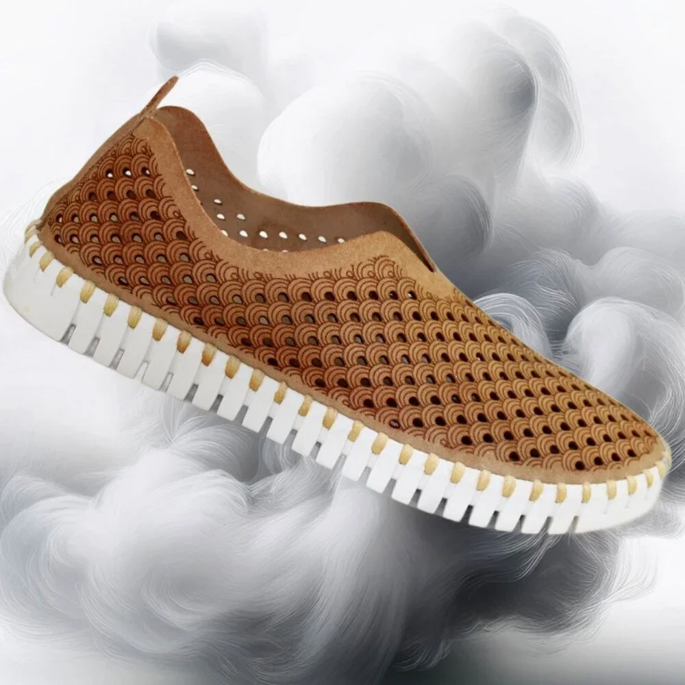 Ilse Jacobsen Hornbaek Latte Laser Cut Tulip Platform Slip-On, SZ 39 (US 8.5-9)